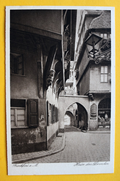 AK Frankfurt am Main / Hinter dem Lämmchen - Geschäft - Schaufenster - Maggi Werbung / 1915-1930