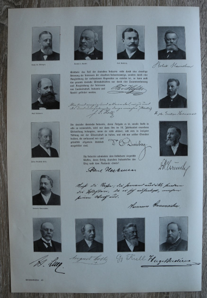 Blatt / Deutsche Wirtschaft / Theodor Hassler, Carl Duisberg, Georg Krell, u.a. / 1890-1900
